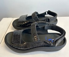 WOLKY Black Ladies Sandals NEW Patent Leather Jewel Strap Walk Shoes UK Size 4