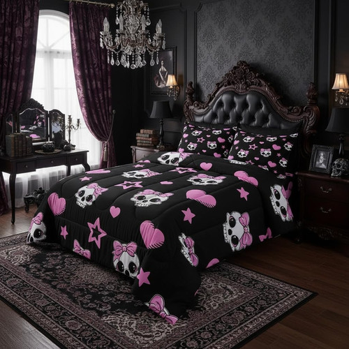 Gothic skull comforter - gothic, set