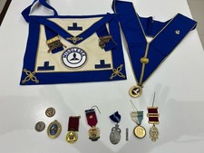 Masonic Regalia Assorted Medals Craft Provincial Undress Apron And Collar