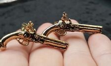 Vintage Gold Tone Gents Duelling Pistols Cufflinks. Pistol Gun Firearm Theme
