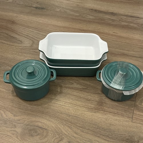Green ceramic casserole - casserole, &