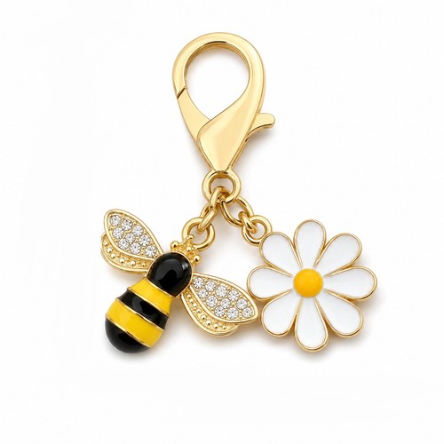 Bee daisy charm - bee,