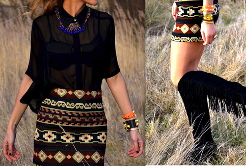 Zara woman short skirt aztec - zara,
