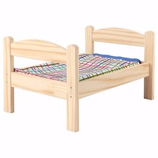 Ikea DUKTIG Doll's bed with bedlinen set, pine/multicolour￼