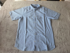 YOUTH BOYS BLUE FRED PERRY SHORT SLEEVED BUTTON UP SHIRT - SIZE XL