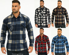 Mens Thermal Insulated Brushed Fleece Lumberjack Shirt Check LONG Sleeve Work