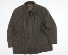 Collezione Men's Brown Wool Military Jacket 2XL