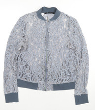 Zara Women's Blue Lace Bomber Jacket Size 10
