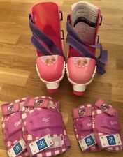 Vintage 1998 Barbie Fisher Price Adjustable In Line Roller Skates Ages 3-7 Pink