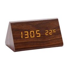 Bed Faux-wood Digital Alarm Clock LED Display Voice Control Clocks for Bedrooms