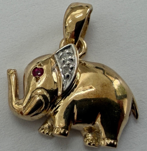 9ct gold elephant pendant with - elephant,