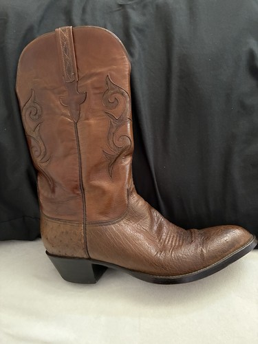 Lucchese brown ostrich leather - ostrich,
