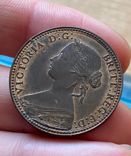 Victoria Bunhead 1860 Halfpenny Some Marks & Small Knock on Shoulder (ref #a49)