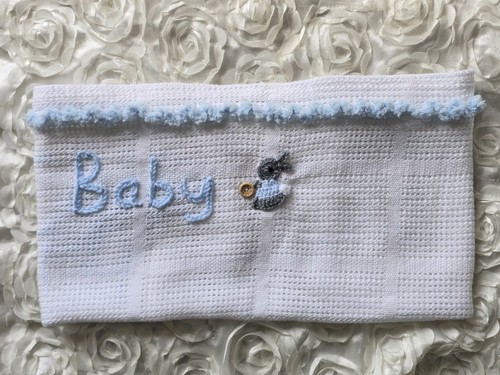 White cotton baby - , blanket