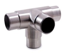 4 Way Corner Connecting Tee Stainless Steel To Suit 42.4mm Dia x2 THK Handrail