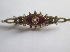 Vintage Brooch Red Enamel Seed Pearl Gold Plated Pin Vintage Jewellery