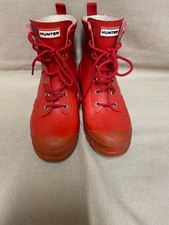 Womens Vintage Hunter Short Red Lace Up Rain Wellington Boots Size 6 Used