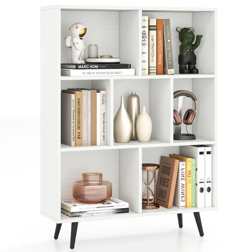 Cube white bookcase mid - white,