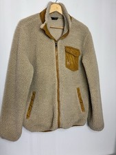 Spyder Men's Sherpa Fleece Jacket - Beige with Tan Pockets - Size M