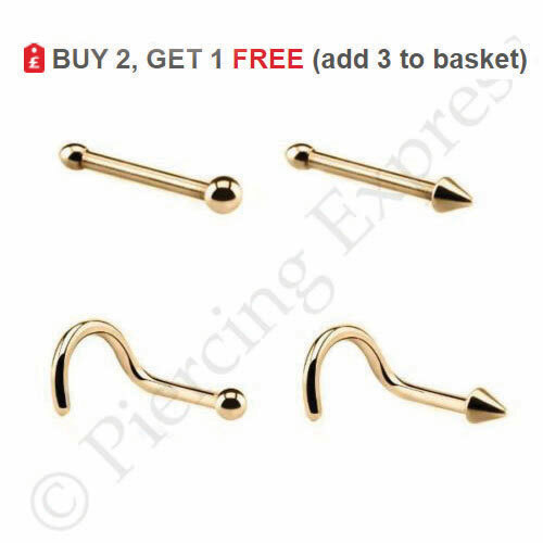 Gold nose stud - nose, bar
