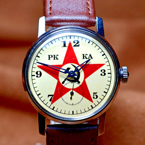 Soviet wristwatch pobeda red - soviet,