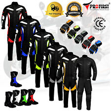 Motorcycle Motorbike Riding Suit Cordura Textile Waterproof Leather Gloves Boots