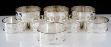 8 Cased Sterling Silver Napkin Rings, Immaculate Condition, Sheffield 2001