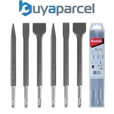 Makita 6 Piece SDS Plus Point Bullet Cold Flat Scaling Chisel Set Masonry 250mm
