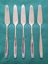 Vintage ELKINGTON Boston Fish Knife x 5 Stainless Steel  Cutlery Mid-Century