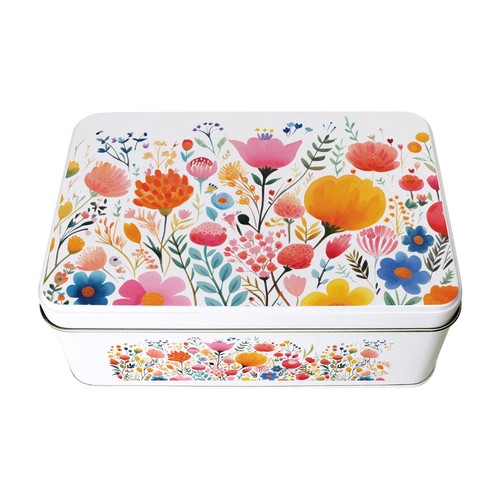 Bright floral rectangular tin - bright,