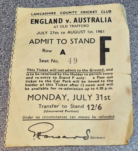 Used cricket ticket england - **,