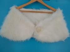 Faux Fur Cape Stole Wrap white