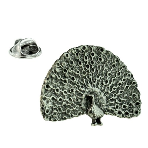 Peacock bird pewter lapel - peacock, pin