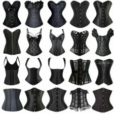 Plus Size Women Corset Bustier Top Lace up Waist Trainer Training Cincher Black