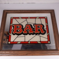 Vintage BAR Mirror Sign Wood