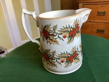 Antique Victorian Cork Edge Malkin Christmas Holly Jug 1864