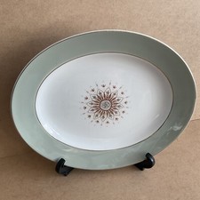 W H GRINDLEYS AND SONS OVAL SERVING PLATTER, SATIN WHITE PATTERN 12”x10”