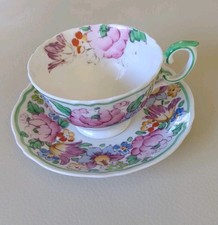 Vintage Crown Staffordshire China Tea Cup & Saucer  15227 Floral Pattern