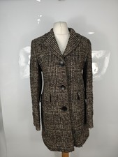 Fuchs Schmitt Women's Brown Check Wool Silk Alpaca Mohair Jacket Size 10 UK