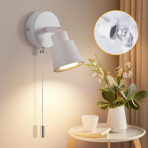 White wall lights with pull - with,