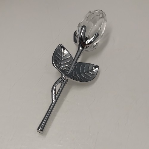Crystal and silver metal rose - metal,