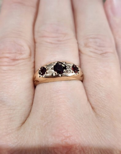 Vintage garnet stone gypsy - garnet,