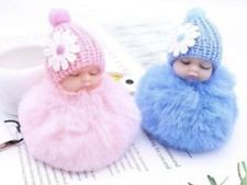 Baby Mama Keyring Pom Pom Car Key chain Bag Charm Doll Blue Pink Red Xmas Gift