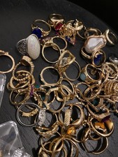 Job Lot Rings and Earrings Gold Tone Costume Jewellery