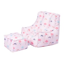 Toddler Bean Bag Chair Playing Beanbag Armchair Printed Pouffes with Footstool