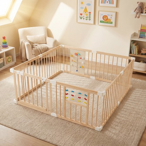 Wooden baby playpen - baby,