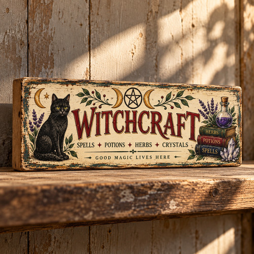 Witchcraft sign vintage wooden - witchcraft,
