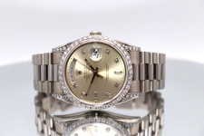 Rolex Day-Date 36mm 18K White Gold 18239 Factory Silver Diamond Dial Boxed 1991