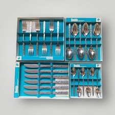 Vintage Oneida CRAFT Flatware Set – 24 Pieces Stainless Steel Original Boxes USA