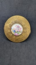 Vintage Kigu Compact with Porcelain Floral Design